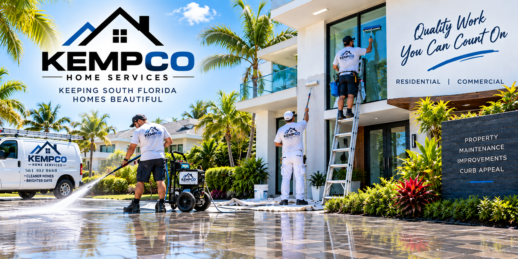 KempCo Home Services crew working on a residential home